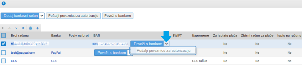 Slanje poveznice za autorizaciju e-poštom iz programa