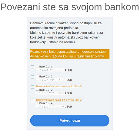 Povezivanje s više bankovnih računa istovremeno