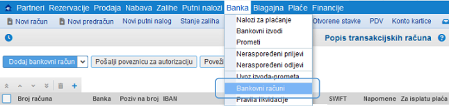 Šifrarnik bankovnih računa