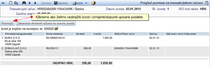 Bankovni izvod je moguće rasknjižiti