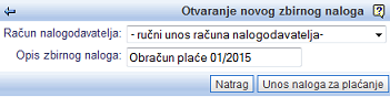Ručni unos naloga za plaćanje