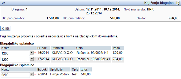 Kontiranje blagajničkih dokumenata