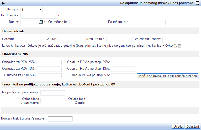 Unos novog dnevnog utrška