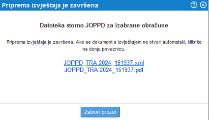 Preuzimanje PDF i XML datoteke storno JOPPD obrasca  za uvoz u sustav ePorezna