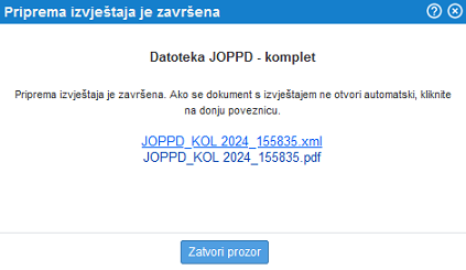 Preuzimanje PDF i XML datoteke za dopunu JOPPD obrasca  za uvoz u sustav ePorezna