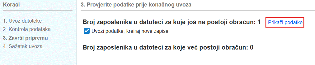 Provjera podataka i potvrda uvoza
