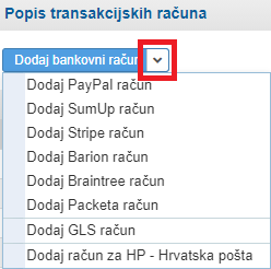 Unos bankovnog računa