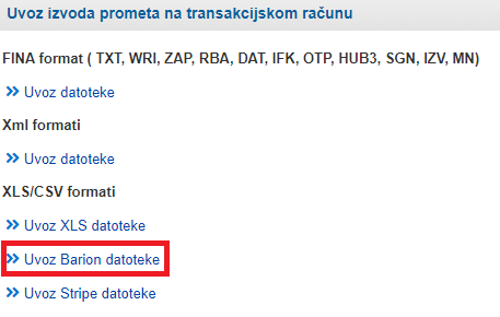 Uvoz Barion datoteke