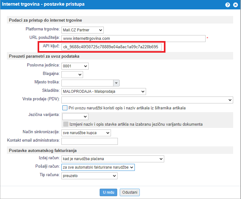 Dodavanje nove internet trgovine