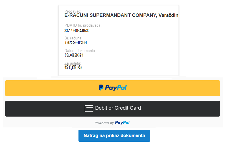Plaćanje računa s karticom ili PayPalom