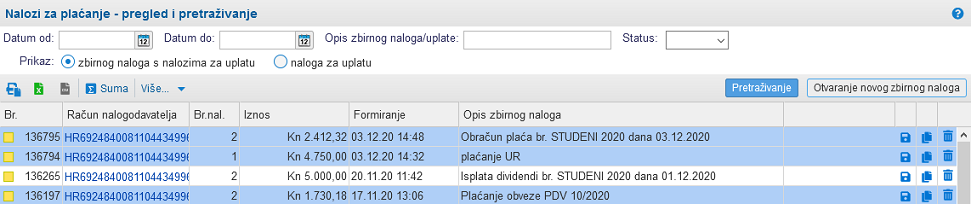 Pregled zbirnih naloga