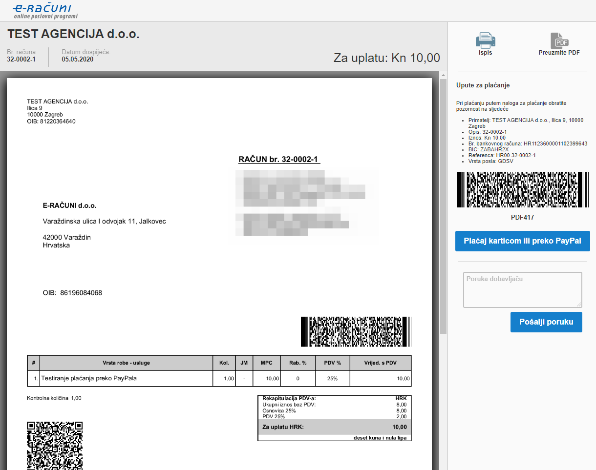 Mogućnost plaćanja računa s PayPal