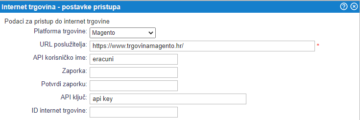 Postavke za sinkronizaciju za Magento