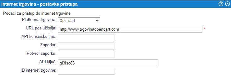 Postavke za sinkronizaciju za Opencart