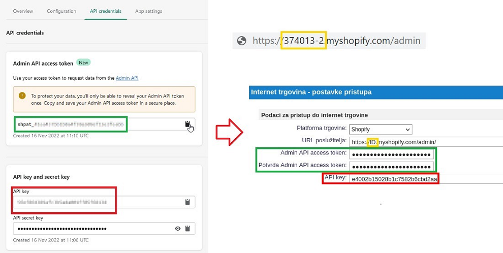 Postavke za sinkronizaciju za Shopify