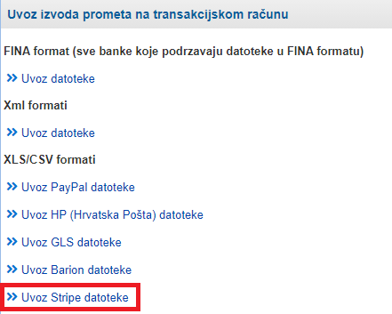 Uvoz Stripe datoteke