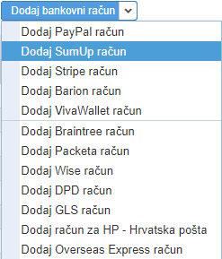 Unos SumUp računa